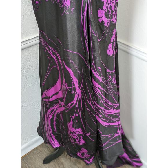Flirt Maggie Sottero Prom Dress Beaded Floral Formal Sexy Purple Black Size 2 - Picture 6 of 13